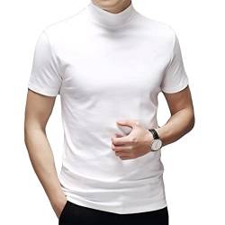 Herren T-Shirt Kurzarm Basic Rollkragen Slim Fit Unterhemd Pullover Thermo Solid Tops, Weiss/opulenter Garten, L von Rela Bota