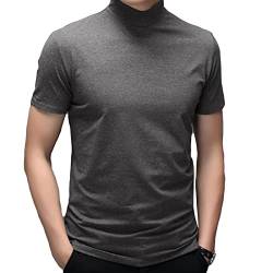 Herren T-Shirt Kurzarm Basic Rollkragen Slim Fit Unterhemd Pullover Thermo Solid Tops, grau dunkel, Mittel von Rela Bota