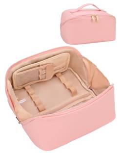 Make-up-Tasche, Reise-Kosmetiktasche für Frauen, Pinsel-Organizer-Kasten, Pink, Medium, Reise-Make-up-Tasche mit breiter Öffnung, leicht zugänglich von Relavel