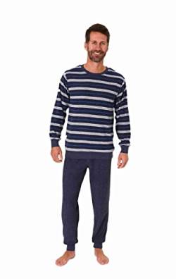 Herren Frottee Pyjama mit Rundhals, Streifen, Uni Hose, Blau-Mel. 67243 Gr. 50 von Relax