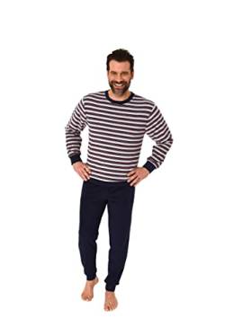 Herren Frottee Pyjama mit Rundhals, Streifen, Uni Hose, Grau. 67241 Gr. 50 von Relax