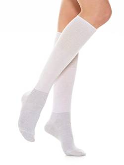 Relaxsan 550L (Weiß, Gr.1) Socken für Diabetiker Herren und Damen, Kniestrümpfe ohne Naht, ohne Gummi, Baumwolle und Silber von Relaxsan