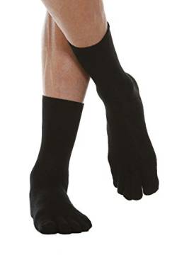 Relaxsan 650C (Schwarz, Gr.6) Diabetikersocken Herren und Damen, Toe Socks, Zehensocken ohne Naht, ohne Gummi, Baumwolle und Silber von Relaxsan