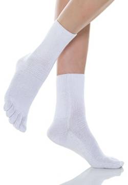 Relaxsan 650C (Weiß, Gr.5) Diabetikersocken Herren und Damen, Toe Socks, Zehensocken ohne Naht, ohne Gummi, Baumwolle und Silber von Relaxsan