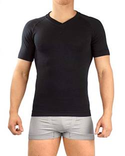 Relaxsan Zero 3010 (Schwarz, XL) Thermo Unterhemd Herren Kurzarm Thermounterwäsche Ultraleicht atmungsaktiv aus Dryarn-Faser und Merinowolle von Relaxsan