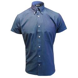 Retro klassisch-moderne Button-Down-Hemden Kurzarmhemden Gr. XL Kragen 42-44, white sky von Relco
