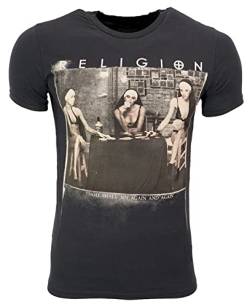 Religion Herren T-Shirt Strip Poker (Schwarz, L) von Religion