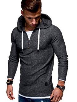 MT Styles Herren 2in1 Oversize Hoodie Pullover Kapuzenpullover Henley MT-7437 [Dunkelgrau, XXL] von Rello & Reese