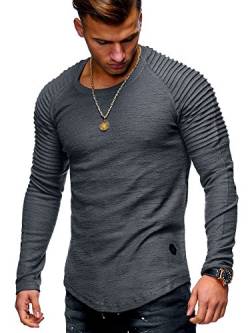 MT Styles Herren Oversize Sweatshirt Biker Pullover Hoodie MT-7311 [Dunkelgrau, M] von Rello & Reese