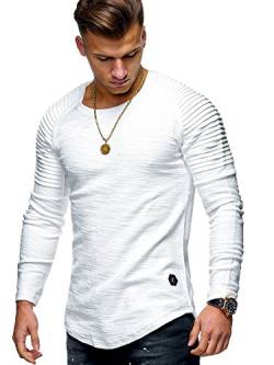 MT Styles Herren Oversize Sweatshirt Biker Pullover Hoodie MT-7311 [Weiß, S] von Rello & Reese