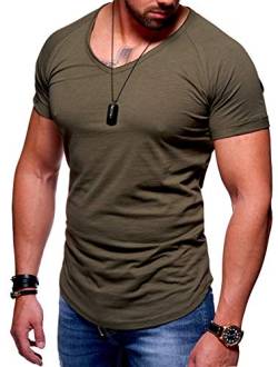 MT Styles Herren Oversize T-Shirt V-Neck Raglan Longline MT-7116 [Khaki, L] von Rello & Reese