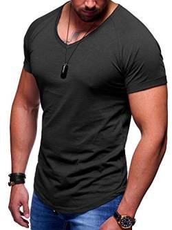 MT Styles Herren Oversize T-Shirt V-Neck Raglan Longline MT-7116 [Schwarz, L] von Rello & Reese