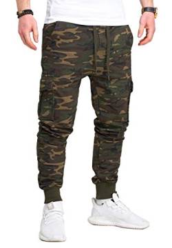 Rello & Reese Cargo Trainingshose Sporthose Cargo Jogginghose Jogger Chino T-31 Camo [Camouflage-Khaki, S] von Rello & Reese