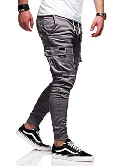 Rello & Reese Herren Cargo Chinohose Jogger Hose JN-3839 (Dunkelgrau, W32) von Rello & Reese