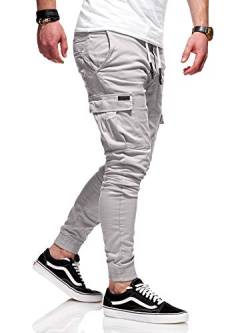 Rello & Reese Herren Cargo Chinohose Jogger Hose JN-3839 [Grau, W36] von Rello & Reese