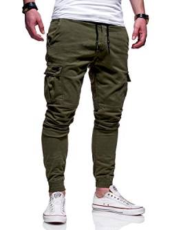 Rello & Reese Herren Cargo Chinohose Jogger Hose JN-3839 [Khaki, W29] von Rello & Reese