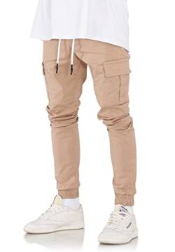 Rello & Reese Herren Cargo Jogger Cargohose Chino-Hose 20086 [Beige, W33] von Rello & Reese