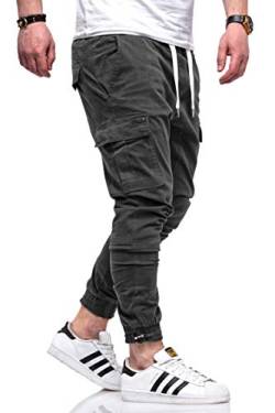 Rello & Reese Herren Cargo Jogger Chinohose Carhohose Chino Hose Jeans JN-3888 [Dunkelgrau, W33] von Rello & Reese