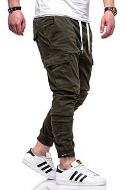 Rello & Reese Herren Cargo Jogger Chinohose Carhohose Chino Hose Jeans JN-3888 [Khaki, W34] von Rello & Reese