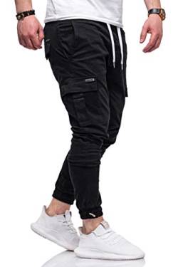 Rello & Reese Herren Cargo Jogger Chinohose Carhohose Chino Hose Jeans JN-3888 [Schwarz, W33] von Rello & Reese