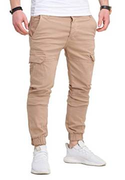 Rello & Reese Herren Cargohose Chino Jogger Jeans-Hose JN-3822 [Beige, W30] von Rello & Reese