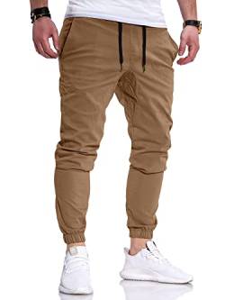 Rello & Reese Herren Chinohose Chino Hose Chino-Jogger Pants Stretch 20066 [Beige, W34] von Rello & Reese