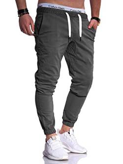 Rello & Reese Herren Chinohose Chino Hose Chino-Jogger Pants Stretch 20066 [Dunkelgrau, W32] von Rello & Reese