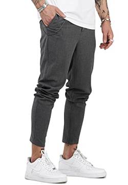 Rello & Reese Herren Cropped Hose Jeans Chinohose Stretchhose Slim Fit JN-3505 [Dunkelgrau, W30/L32] von Rello & Reese