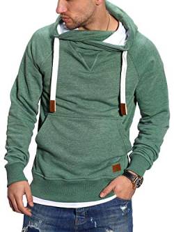 Rello & Reese Herren Hoodie High-Neck Kapuzenpullover Basic Sweatshirt MT-7440 [Grün, L] von Rello & Reese