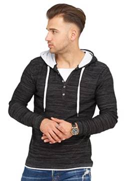 Rello & Reese Herren Hoodie Kapuzen-Pullover Strick-Pullover Sweatshirt Pulli Feinstrick CR-8769 [Schwarz, L] von Rello & Reese