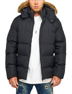 Rello & Reese Herren Jacke Winterjacke mit Kapuze Parka Winter-Mantel Puffer-Jacke Steppjacke HOUNSLOW_J11_FUR-Black-L von Rello & Reese