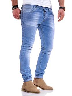 Rello & Reese Herren Jeans Hose Denim Slim Fit JN-105-1 [Hellblau, W34/L34] von Rello & Reese