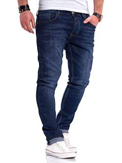 Rello & Reese Herren Jeans Hose Denim Slim Fit JN-105-6 [Dunkelblau, W32/L34] von Rello & Reese