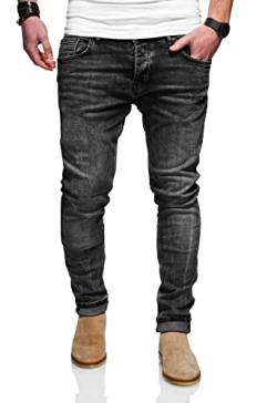 Rello & Reese Herren Jeans Hose Denim Slim Fit JN-105 [Schwarz, W30/L32] von Rello & Reese