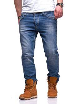 Rello & Reese Herren Jeans Straight Fit Denim Hose Regular Stretch JN-221-4 [Blau Tint, W33/L30] von Rello & Reese