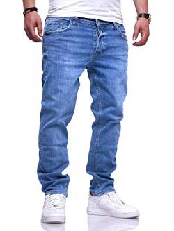 Rello & Reese Herren Jeans Straight Fit Denim Hose Regular Stretch JN-221-4 [Hellblau, W40/L34] von Rello & Reese