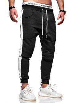 Rello & Reese Herren Jogginghose Trainingshose Hose Sporthose JG-3015 [Schwarz/Weiß, XXL] von Rello & Reese