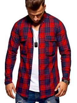 Rello & Reese Herren Overshirt Hemd Kariert G-1000 [Rot, M] von Rello & Reese