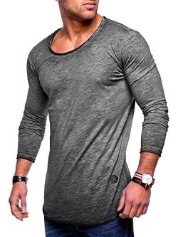 Rello & Reese Herren Oversize Longsleeve Crew Neck Sweatshirt T-Shirt MT-7315 (Dunkelgrau, M) von Rello & Reese