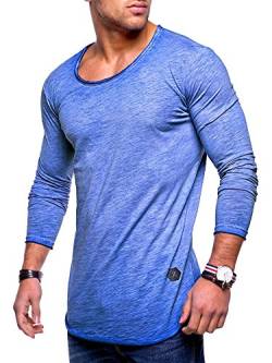 Rello & Reese Herren Oversize Longsleeve Crew Neck Sweatshirt T-Shirt MT-7315 [Blau, S] von Rello & Reese