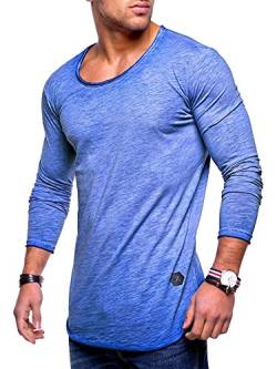Rello & Reese Herren Oversize Longsleeve Crew Neck Sweatshirt T-Shirt MT-7315 [Blau, XXL] von Rello & Reese