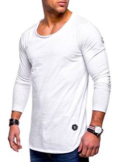 Rello & Reese Herren Oversize Longsleeve Crew Neck Sweatshirt T-Shirt MT-7315 [Weiß, 3XL] von Rello & Reese