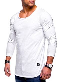Rello & Reese Herren Oversize Longsleeve Crew Neck Sweatshirt T-Shirt MT-7315 [Weiß, XL] von Rello & Reese