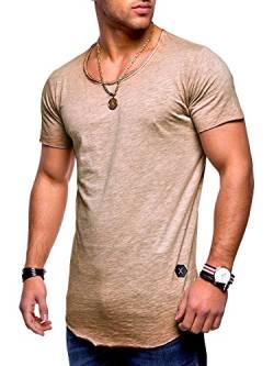 Rello & Reese Herren Oversize T-Shirt Crew Rundhals MT-7103 [Beige, S] von Rello & Reese