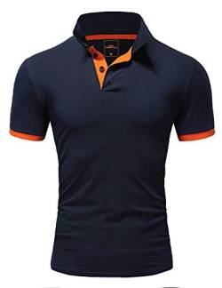 Rello & Reese Herren Poloshirt Kontrast Kurzarm T-Shirt Polo MP-311 [Navy-Orange, XXXL] von Rello & Reese