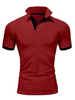 Rello & Reese Herren Poloshirt Kontrast Kurzarm T-Shirt Polo MP-311 [Weinrot, XXXL] von Rello & Reese