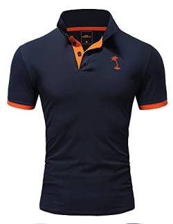 Rello & Reese Herren Poloshirt Kontrast Kurzarm T-Shirt Polo MP-337 [Navy-Orange, XXXL] von Rello & Reese