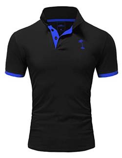 Rello & Reese Herren Poloshirt Kontrast Kurzarm T-Shirt Polo MP-337 [Schwarz-Blau, L] von Rello & Reese