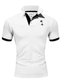 Rello & Reese Herren Poloshirt Kontrast Kurzarm T-Shirt Polo MP-337 [Weiß, XXXL] von Rello & Reese