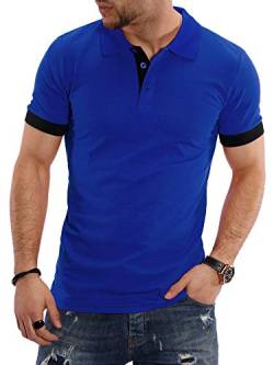 Rello & Reese Herren Poloshirt Kontrast Kurzarm T-Shirt Polo R-1402 [Blau, XXL] von Rello & Reese